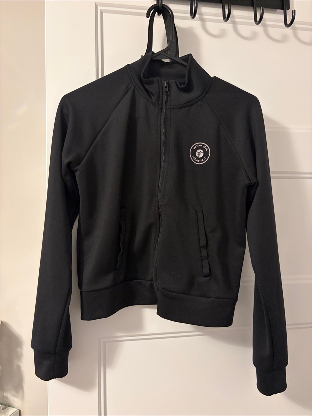 Athletic Black Kids Zip-Up Jacket with Logo